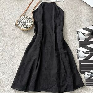 New MASSIMO DUTTI linen/vicose flowing halter long dress